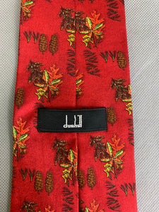 DUNHILL Mens 100% SILK Forest Themed TIE - Made in Italy