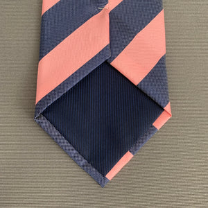 ERMENEGILDO ZEGNA TIE - 100% SILK - Pink & Blue Striped Pattern - FR20509