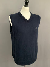 Load image into Gallery viewer, GANT NAVY BLUE SLEEVELESS JUMPER - 100% Cotton - Mens Size L Large

