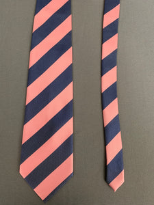 ERMENEGILDO ZEGNA TIE - 100% SILK - Pink & Blue Striped Pattern - FR20509