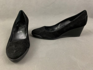 TOD'S Ladies Black Suede Mid Wedge Heeled Court Shoes Size 40.5 - UK 7.5 TODS