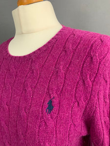 RALPH LAUREN CABLE KNIT JUMPER - CASHMERE BLEND - Women's Size Small S