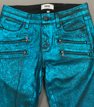 Load image into Gallery viewer, PAIGE EDGEMONT JEANS - TURQUOISE CRACKLE - Women&#39;s Size Waist 29&quot;
