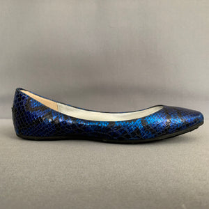 JIMMY CHOO SNAKESKIN FLATS - BLUE SHOES - Women's Size EU 39.5 - UK 6.5