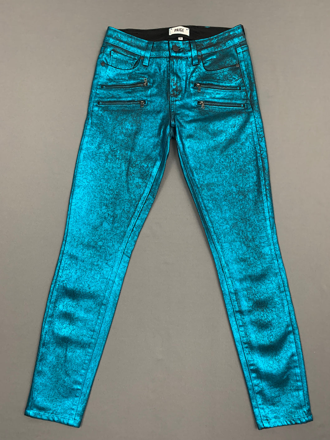 PAIGE EDGEMONT JEANS - TURQUOISE CRACKLE - Women's Size Waist 29