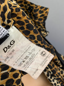 D&G DOLCE&GABBANA SILK SHIRT TOP - Leopard Print - Women's Size IT 44 - UK 12