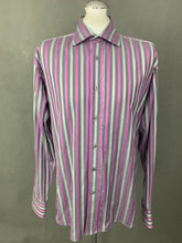 Load image into Gallery viewer, DUCHAMP London Purple &amp; Grey Striped SHIRT Size 16&quot; Collar - Large L
