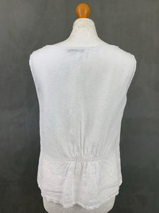 VIOLA BORGHI Women's Embroidered White Linen TOP - Size Medium M