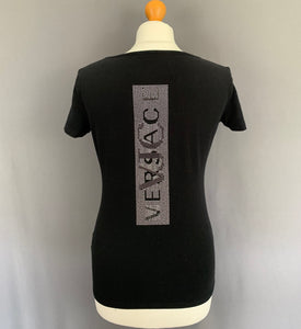 VERSACE VJC T-SHIRT - Black Sequinned TSHIRT - Size M Medium TEE