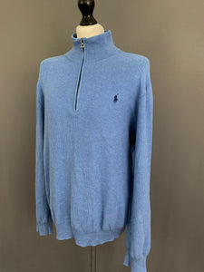 RALPH LAUREN ZIP NECK JUMPER - 100% Pima Cotton - Mens Size XXL 2XL