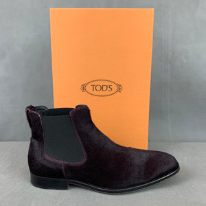 TOD'S Mens CALFHIDE Aubergine CHELSEA BOOTS - Size UK 7 - EU 41 TODS with Box