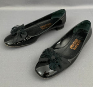 SALVATORE FERRAGAMO FLAT SHOES - Black Patent Leather - Size 9 C - UK 6.5 - EU 39.5