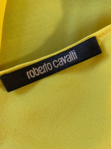 ROBERTO CAVALLI YELLOW DRESS - 100% Silk - Size IT 42 - UK 10 - S Small - Made in Italy