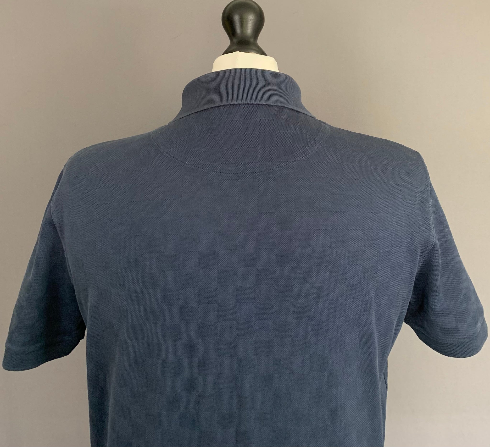 Louis Vuitton Logo Long Sleeve Polo Shirt in Navy Cotton Navy blue