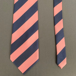 ERMENEGILDO ZEGNA TIE - 100% SILK - Pink & Blue Striped Pattern - FR20509