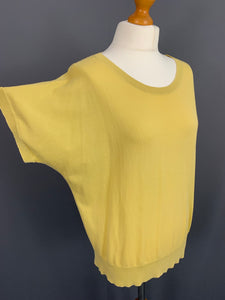 WINSER LONDON Yellow Short Sleeved Batwing JUMPER - Size L Large