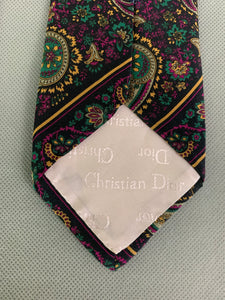 CHRISTIAN DIOR MONSIEUR Mens 100% Silk Paisley TIE - Made in England