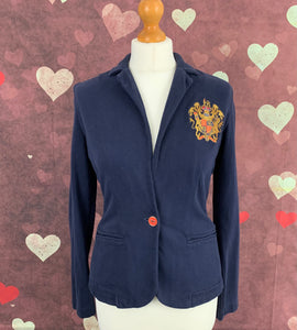 JOULES Navy HARRIET Coat of Arms JERSEY BLAZER / JACKET Size UK 10 Small S