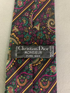 CHRISTIAN DIOR MONSIEUR Mens 100% Silk Paisley TIE - Made in England
