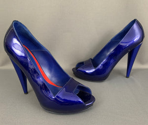 ALEXANDER McQUEEN COURT SHOES - ELECTRIC BLUE PATENT LEATHER - Size 40.5 - UK 7.5