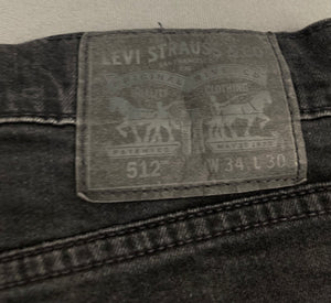 LEVI'S 512 JEANS - Slim Fit Grey Denim - Size Waist 34" - Leg 28" - LEVIS LEVI STRAUSS & Co