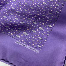 Load image into Gallery viewer, HERMÈS Fish Pattern 100% SILK Purple SCARF 40cm x 40cm - Made in France HERMES
