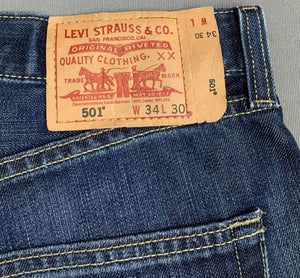 LEVI'S 501 JEANS - Blue Denim - Size Waist 34" Leg 27" - LEVIS - LEVI STRAUSS & Co
