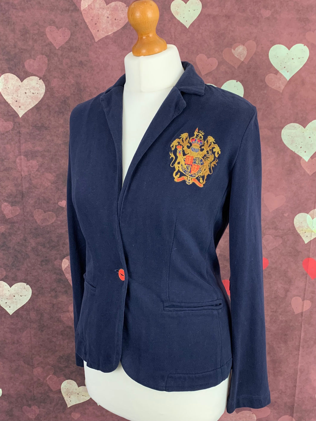 JOULES Navy HARRIET Coat of Arms JERSEY BLAZER / JACKET Size UK 10 Small S