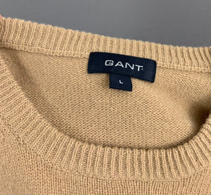 GANT 100% LAMBSWOOL JUMPER - Mens Size L Large - Light Brown Lambs Wool