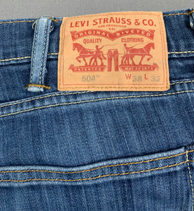 LEVI'S 504 JEANS - Blue Denim - Size Waist 38" - Leg 30" - LEVIS LEVI STRAUSS & Co
