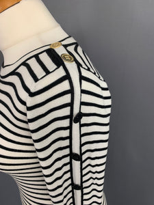 ARMANI STRIPED BUTTON SHOULDER DRESS - Women's Size Medium M