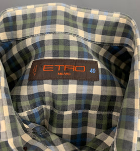 ETRO MILANO Checked SHIRT - ETRO Mens Size 40 - Medium - M  Made in Italy