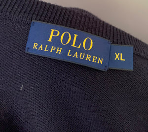 POLO RALPH LAUREN NAVY JUMPER - 100% MERINO WOOL - Size Extra Large XL