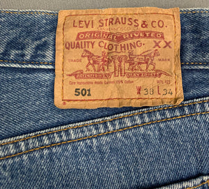 LEVI'S 501 JEANS - Blue Denim - Size Waist 38" - Leg 29" LEVIS LEVI STRAUSS & Co