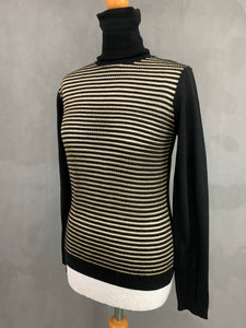 VERSACE Ladies Black & Gold Roll Neck JUMPER - Size Small S