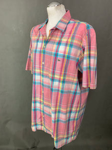 LACOSTE Mens Pink Check Pattern SHIRT Lacoste Size 44 - XL Extra Large