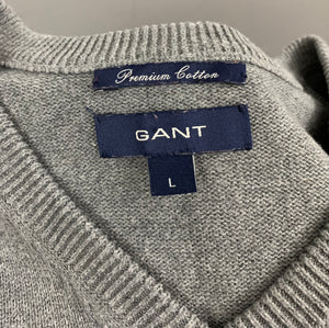 GANT GREY SLEEVELESS JUMPER - 100% Premium Cotton - Mens Size L Large