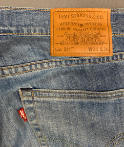 LEVI'S 511 JEANS - BIG E - Blue Denim Size Waist 31" Leg 30" LEVIS LEVI STRAUSS &Co
