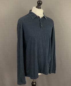 HUGO BOSS T-POINTER POLO SHIRT - Silk & Cotton Blend - Long Sleeved - Mens Size XL Extra Large