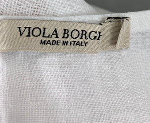 VIOLA BORGHI Women's Embroidered White Linen TOP - Size Medium M